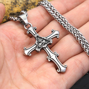 yunnique Horus God's Eye <b>Cross</b> Necklace Men Thai Silver Titanium Steel Pendant Retro Fashion Jewelry Gift - Product Image 4