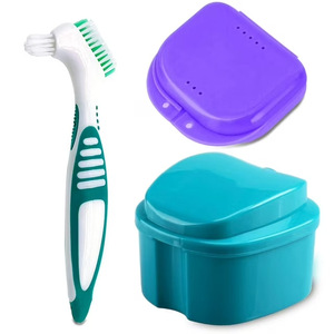 Ensemble de soins pour prothèses dentaires Heidefee avec brosse à dents à double tête et étui en forme de pomme pour usage domestique - Product Image 2