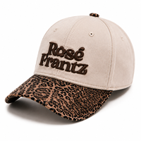OEM/ODM Amerikaanse brede luipaardprint grote pet kleine hoed met geborduurde gezichtsletters retro sportieve baseballcap gouden koperen gesp