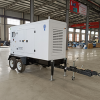 Groupe électrogène diesel silencieux monté sur remorque, triphasé, refroidi par eau, adapté au remorquage, pour alimentation électrique temporaire d'urgence en port et en quai