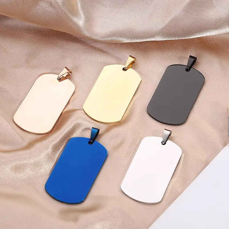 Engraved Fine Stainless Steel Dog Tag Army Card Pendant