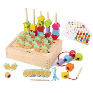 Jeu de mémoire Carotte 3-en-1 multifonctionnel Montessori en bois pour le tri des couleurs et l'empilage - Product Image 6