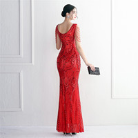 19608-S # nouveau modèle perle processus perle commande femmes élégantes paillettes longue sirène grosse dame robe grande taille robe Super taille