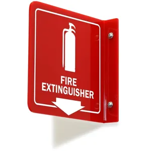 アクリル「消火器」投影サイン、消火器安全警告