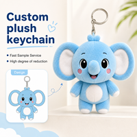 Nouveau Porte-clés en Peluche Personnalisé Mini Kawaii Animal Éléphant Bleu, Pendentif en Peluche, Porte-clés Animal en Peluche