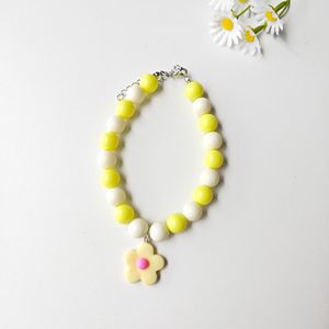 Collier pour chat et chien avec blocs de couleur macaron, collier pour animal de compagnie avec pendentif fleur HyunA, collier pour petit chien et chaton - Product Image 2