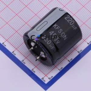 Condensateur électrolytique en aluminium à encliquetage KN221M45030*30A, composant traversant (THT), D30xL30mm 220uF 20% 450V 10mm - Product Image 1