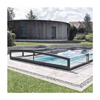 Cubierta Retráctil para Piscina de Hotel Residencial, Diseño Moderno y Ecológico, con Control Remoto, para Villas y Apartamentos