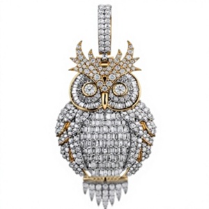 Pendentif Hibou en Moissanite Plaqué Or, Bijou Géométrique Triangulaire Style Hip Hop pour la Fabrication de Colliers, Bracelets et Bagues, Idéal comme Cadeau - Product Image 4