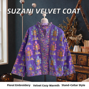 Veste matelassée pour femme en velours floral brodé à la main Suzani avec doublure en coton - Printemps/Automne/Hiver - Cadeau pour elle - Product Image 2
