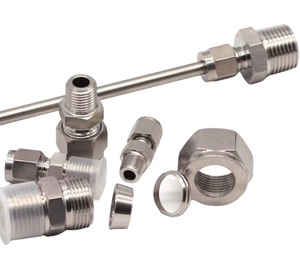 304 स्टेनलेस स्टील फेरूल कनेक्टर सीधे टर्मिनल npt 3/8 "पुरुष थ्रेड सिंगल डबल फर्नियम प्रकार वायु स्रोत उपकरण - Product Image 6