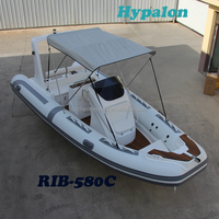 19ft 5.8m coque semi-rigide yachts fibre de verre luxe speed boat lanchas de fibra para pesca rib boat 580 à vendre