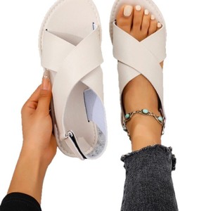 Sandali piatti da <span class=keywords><strong>donna</strong></span> leggeri a tinta unita, stile europeo-americano, casual, per outfit estivi, vacanze, uso quotidiano, ciabatte da <span class=keywords><strong>donna</strong></span> <span class=keywords><strong>online</strong></span> - Product Image 2