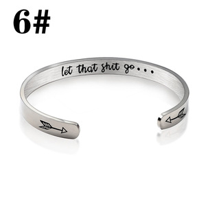Trong kho thép không gỉ vàng PVD mạ khắc thư <span class=keywords><strong>Cuff</strong></span> <span class=keywords><strong>Bangle</strong></span> titan thép cá nhân mở giữ thư <span class=keywords><strong>Bangle</strong></span> - Product Image 6