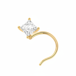 Meilleur Prix – Clou de nez solitaire en diamant taille princesse véritable, or jaune 14 carats, bijou élégant pour femme - Product Image 2