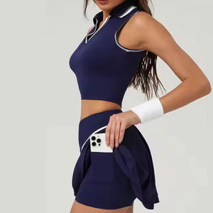 Dames V-Hals Mouwloze Golfblouse Slank Getailleerde Crop Workout Yoga Top Casual V-Line Kraag Crop Tank Tops Polo Atletische Shirts - Product Image 4