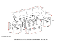 AJUNION Mobilier de patio extérieur en aluminium Canapé d'angle à gauche Canapé sectionnel modulaire Meubles de jardin avec table de foyer