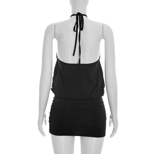 Viviblook D26DS099 Vestido Mini Sexy de Verano para Mujer, Sin Mangas, Color Sólido, con Tirantes Halter, Espalda Descubierta, Ajustado, para Fiesta - Product Image 5