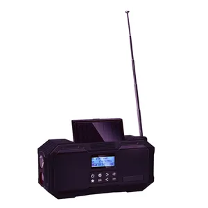 NOAA WB DAB调频数字收音机无线太阳能扬声器，带手电筒电源银行SOS温度计便携式室外和家庭收音机