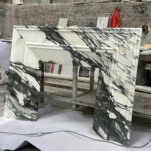 Cheminée en marbre blanc Arabescato de style classique moderne italien pour la décoration intérieure de la maison - Product Image 2