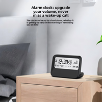 AIKS Smart Multifunktionaler Wecker im japanischen Stil, batteriebetrieben, transparentes digitales LCD-Display, Temperatur und Luftfeuchtigkeit