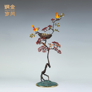 Copper And Gold Years All Copper Magpie Bird Ornament For Living Room Entrance Hall <b>Table</b> Decor - Product Image 5