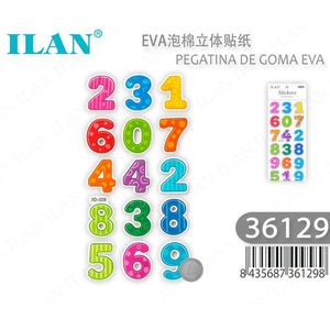 Adesivi 3D in Schiuma EVA Ilan, Numeri Colorati per Lavoretti Creativi per Bambini, Decorazioni - Product Image 1
