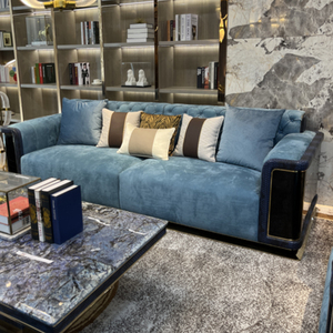 Furnistyle - Juego <span class=keywords><strong>de</strong></span> Sofás Seccionales <span class=keywords><strong>de</strong></span> Cuero con Chapa <span class=keywords><strong>de</strong></span> Ébano para <span class=keywords><strong>Interiores</strong></span> <span class=keywords><strong>de</strong></span> Hoteles y Villas <span class=keywords><strong>de</strong></span> Alta Gama, <span class=keywords><strong>Diseño</strong></span> Moderno y Lujoso para Sala <span class=keywords><strong>de</strong></span> Estar - Product Image 1