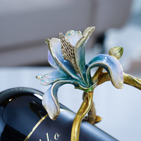 RORO-Étagère en alliage de magnolia pour décoration de maison de luxe, fleur de magnolia rouge, porte-vin pour vin, soporte para licor de vino