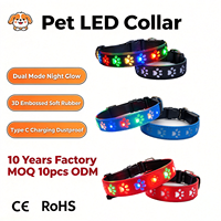 Collier LED pour animaux de compagnie à double mode, collier de sécurité nocturne pour chien en caoutchouc souple gaufré 3D, chargement Type C, anti-poussière, personnalisable