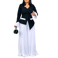 Ropa africana de 2 piezas para mujer 2025 Primavera Verano elegante africano de manga larga con cuello en V Top pantalón largo conjuntos a juego trajes