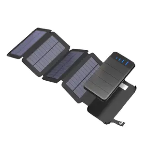 8000mah de batterie solaire, source d'alimentation portable, panneau solaire, avec 2 ports USB détachables, avec lumière LED