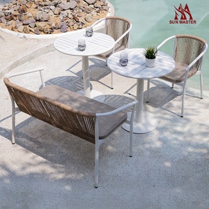 Muebles de exterior para cafetería, conjunto de mimbre de ratán para comedor y jardín, para hotel, restaurante, bar, terraza, sillas y mesa - Product Image 5