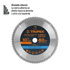 Truper 10 'legno di qualità industriale ha visto 80 denti 1' centro lega di carburo di acciaio diamantato per metalli senza alluminio personalizzabile OEM - Product Image 2