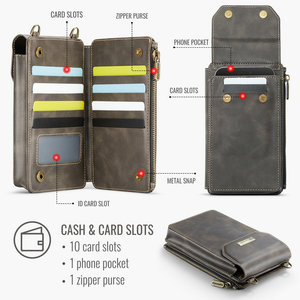 Étui pliable CaseMe <span class=keywords><strong>R20</strong></span> RFID pour Samsung Z Fold 8 7 6 5 4, multifonctionnel, avec 10 emplacements pour cartes + 1 poche pour téléphone + 1 fermeture éclair - Product Image 4