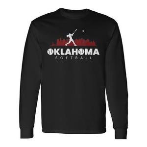 T-shirt à manches longues pour softball Oklahoma, design minimaliste, style rétro - Product Image 1
