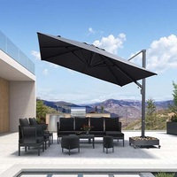 JH-Mech 1100 Lbs Base de parapluie décalée en porte-à-faux pour patio à usage intensif Support de parapluie pour patio avec 4 roues verrouillables