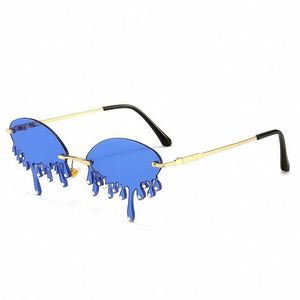 2020 Newest Vintage Fashion Unique Women Diamond <b>Sunglasses</b> Rimless Crystal Tears Shaped Punk <b>Sunglasses</b> - Product Image 5