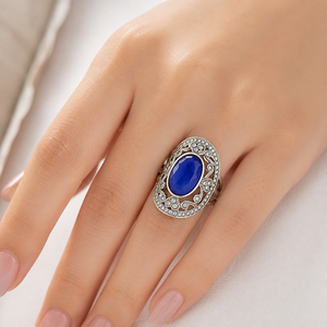 Anello Vintage Blu per Donne, Design Geometrico, Accessorio da Dito per Uso Quotidiano - Product Image 2