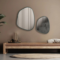 Miroir mural asymétrique sans cadre, artisanal, en métal, style Art déco, à poser sur le bureau