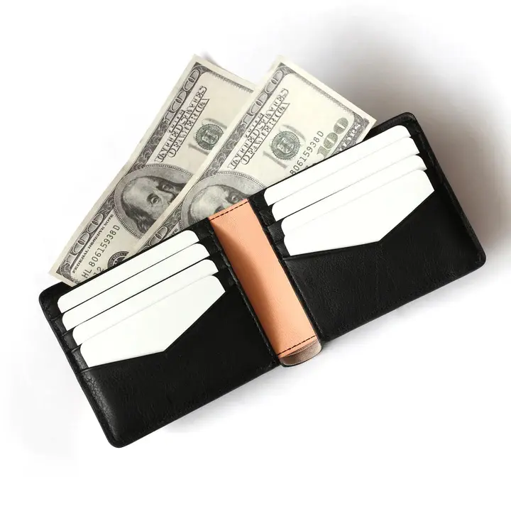 Porta carte di credito in pelle pieno fiore fatto a mano di nuova moda portafoglio sottile Bifold portamonete maschile per uomo
