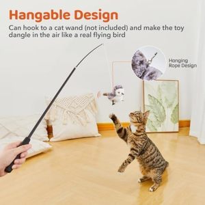 Jouets pour chats : Oiseau agitateur rechargeable à activation tactile, jouet interactif pour chatons, jouets d'exercice pour chats de toutes races, jouet à chatouiller pour chats, herbe à chat - Product Image 6