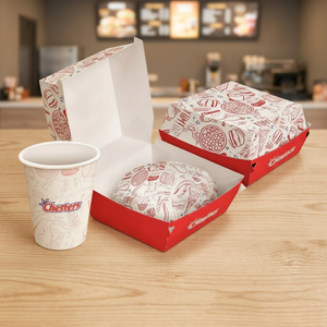 Boîte à hamburger en papier personnalisée de haute qualité, vente en gros, emballage alimentaire de qualité supérieure pour la restauration rapide à emporter - Product Image 2