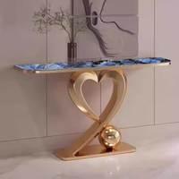 Console d'entrée moderne et minimaliste de 120 cm (47 pouces) avec plateau en marbre blanc doré, meuble de salon avec rangement
