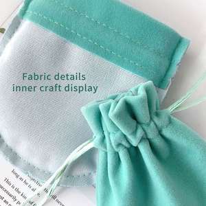 Light Blue Drawstring <b>Gift</b> <b>Bag</b> <b>Luxury</b> Velvet Jewelry Pouch , Customizable Color & Logo for Brand Packaging & <b>Gift</b> Giving - Product Image 4