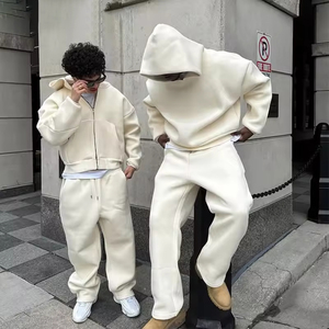 Người Đàn Ông Của Dày Lông Cừu Quá Khổ Tracksuit Thời Trang Phố Áo Hoodie & Quần Bó Sát Bộ - Product Image 2