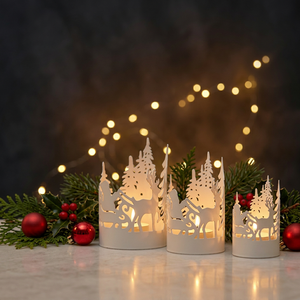 Últimos modelos en oferta: Portavelas votivas de hierro con diseño de Papá Noel, hechos a mano, duraderos, para decoración navideña del hogar 2026 - Product Image 3