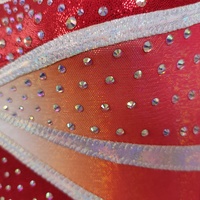 Tenues de cheerleading personnalisées professionnelles, manches longues rouges avec cristaux scintillants pour les jeunes et les femmes