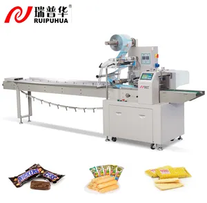 Multi-Function flow small bread biscuits cake chocolate cereal bar pillow wrapping packaging machines with date printer