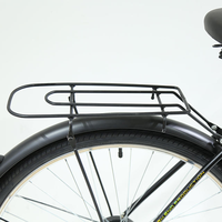 Vélo de ville élégant et classique à cadre en acier avec porte-bagages arrière, design à cadre bas, monovitesse, confortable pour les trajets urbains des adultes